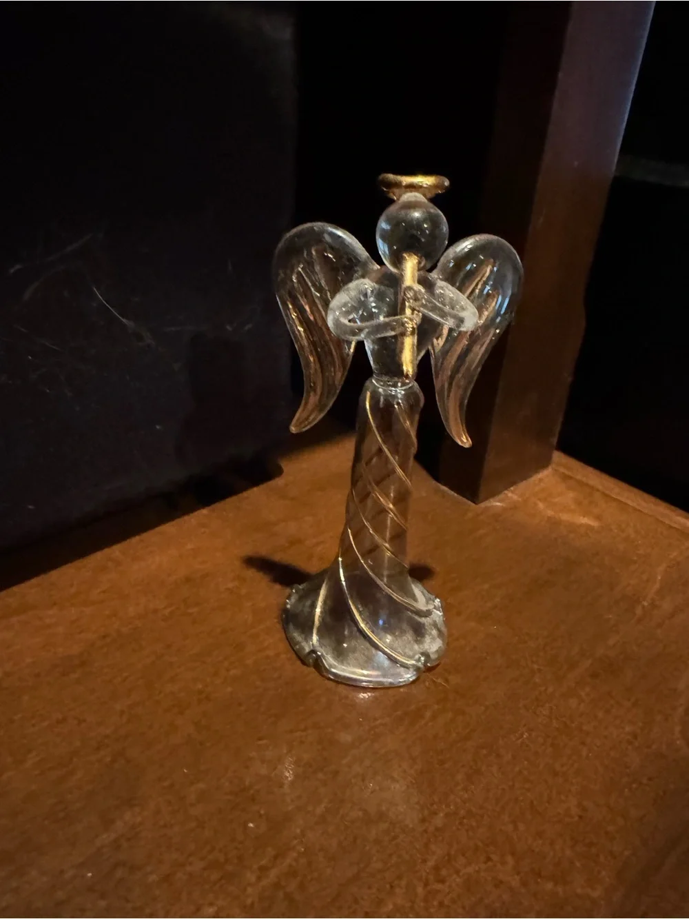 Clear Glass Angel Figurine with Gold Accent - Home Accents Decor
